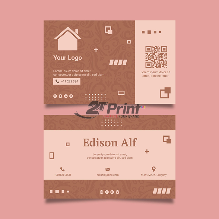 card visit bất động sản màu hồng