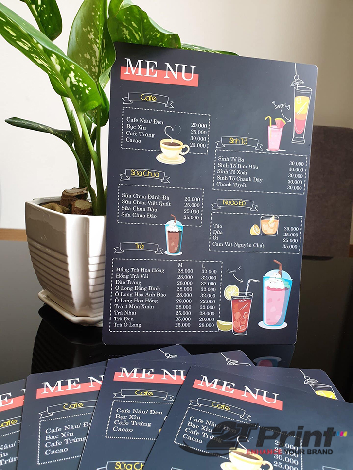 mẫu menu cafe 1 tờ