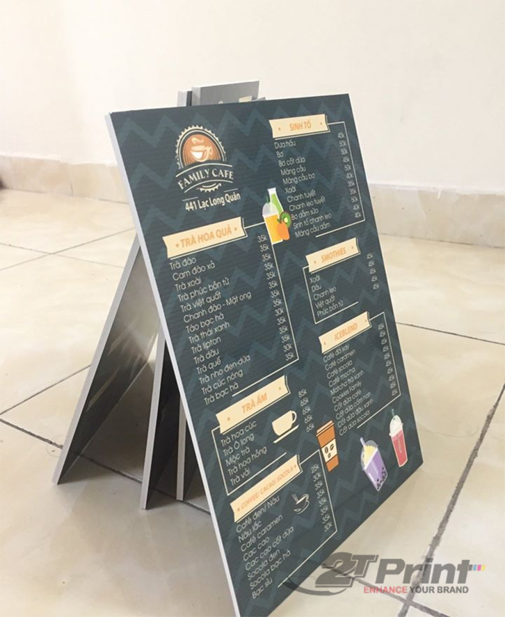 mẫu menu cafe để bàn
