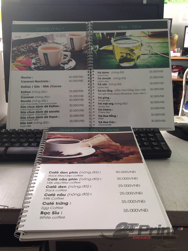 mẫu menu cafe dạng quyển